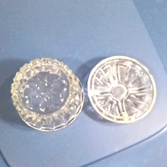 Vintage Mid-Century Clear Glass Powder Jar with Lidded Atomic Sunburst Base - Picture 4 of 7